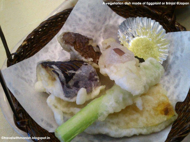Dish from Egg Plant & Lotus stick in Japan