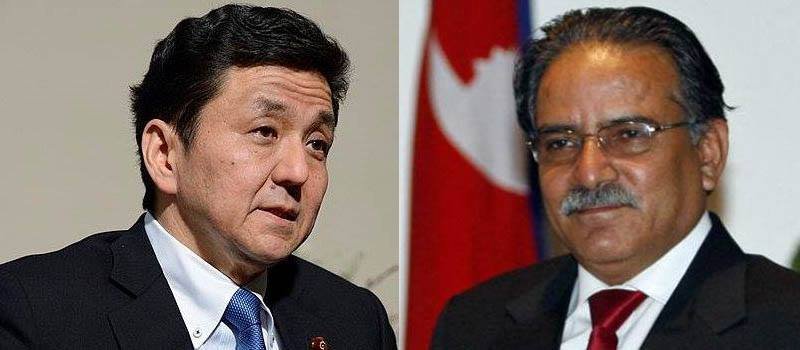 जापानी विदेश राज्यमन्त्री किसाइ र नेपालका प्रधानमन्त्री प्रचण्ड बिच शिष्टाचार भेट